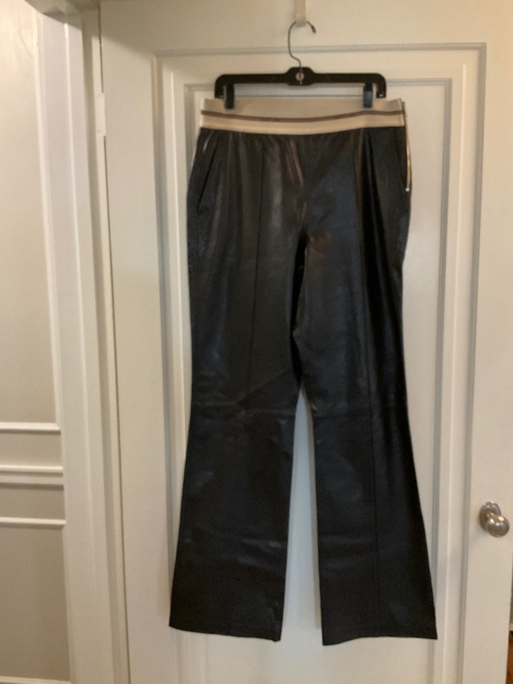 Helmut LangLogo Band Pull-On Leather Pants sz 12